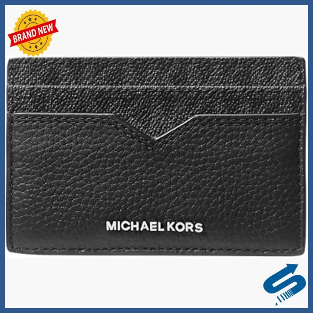 Pebbled Leather Money Clip Card Case with 5 Slots for Easy Access